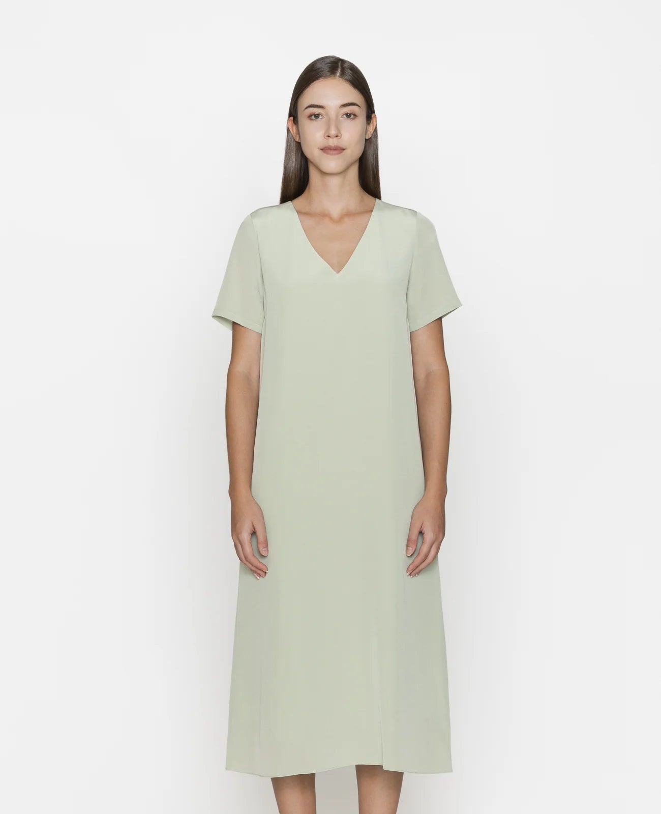 Silk V-neck Tee Dress