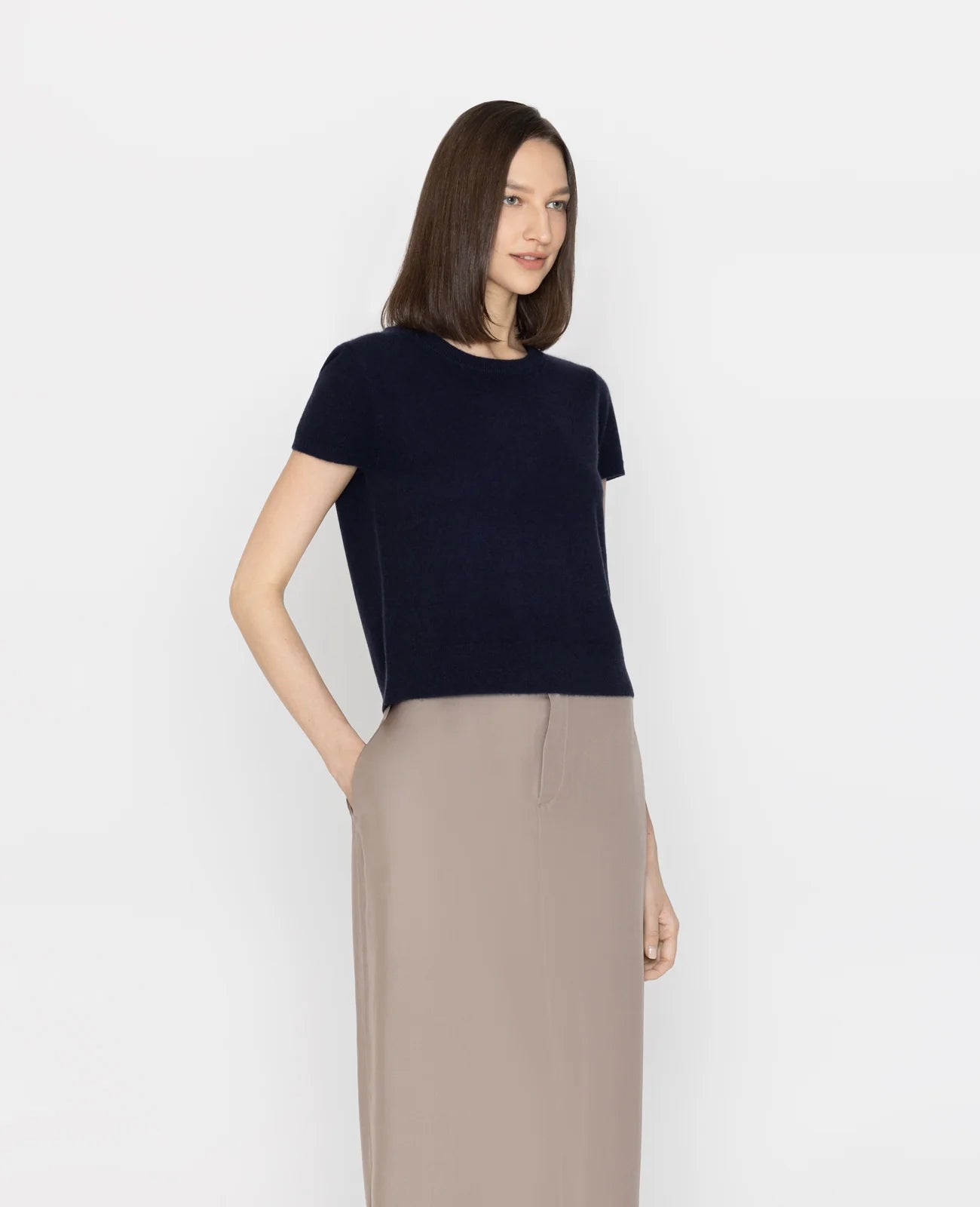Cashmere 2-Way Short Sleeve Sweater