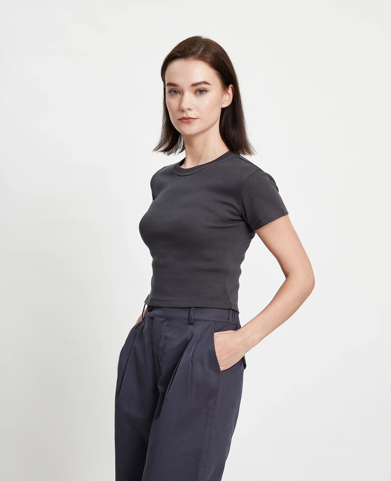 Supima Ribbed Crop Tee