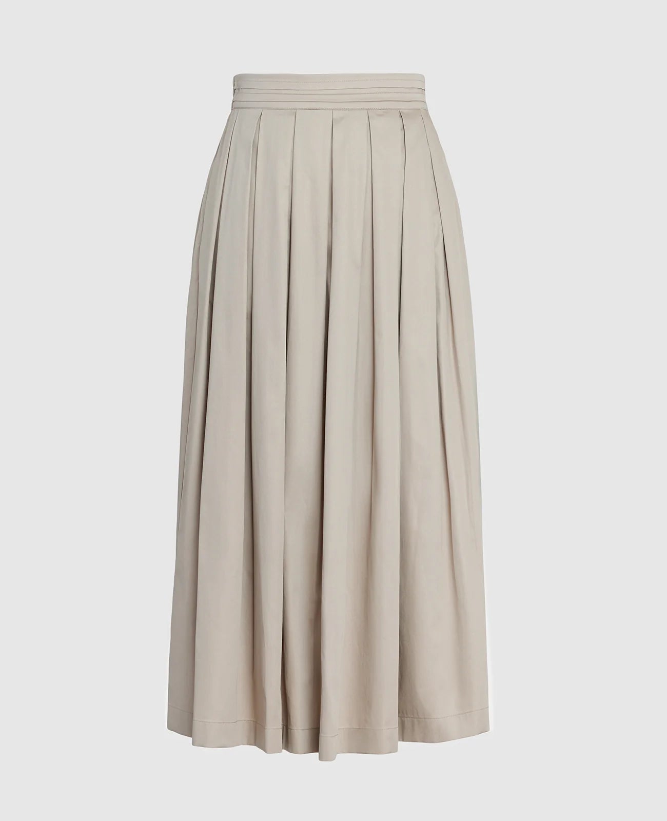 Supima Poplin Pleated Midi Skirt