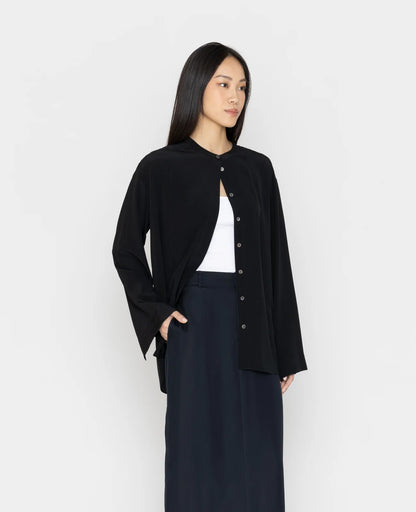 Silk Band Collar Shirt