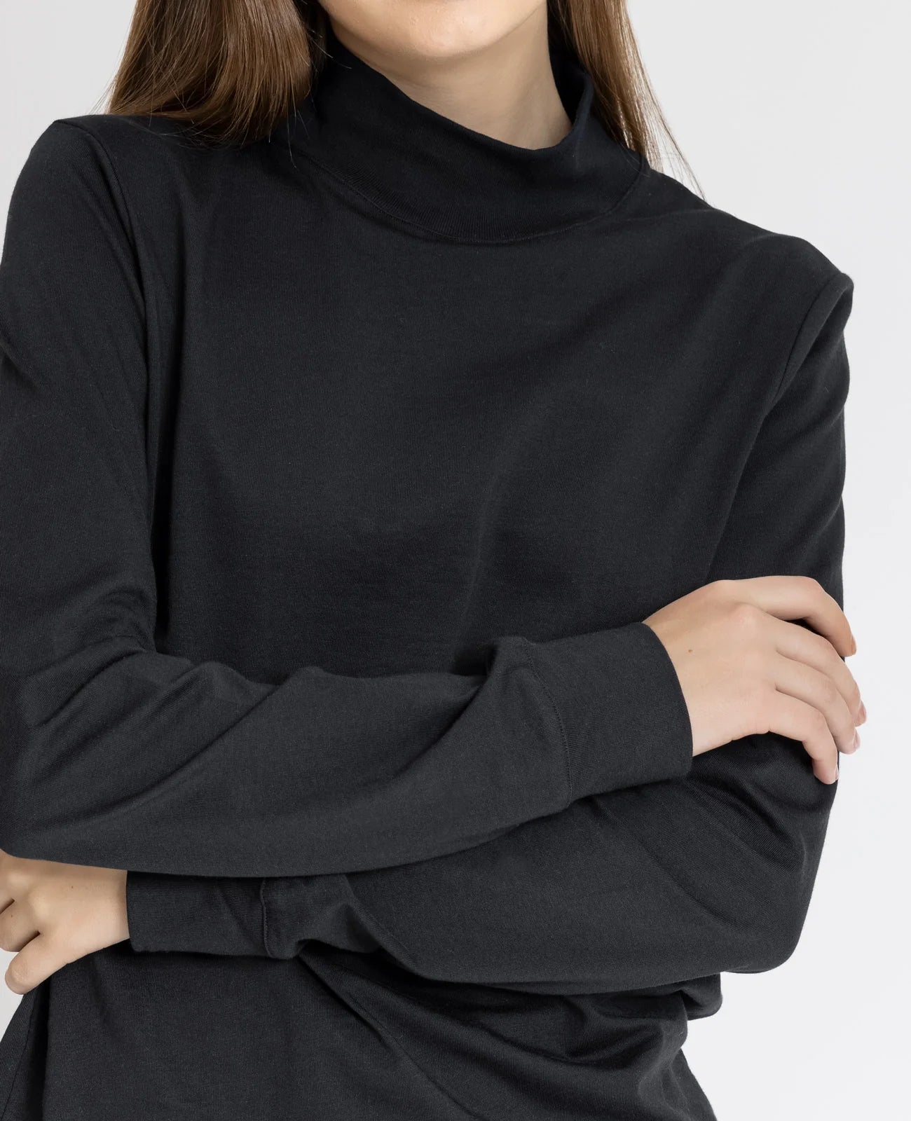 Supima High Neck Long Sleeve Tee