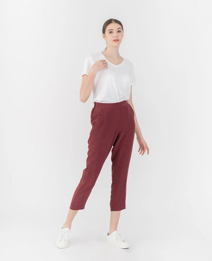 Silk Flat Front Ankle Pants
