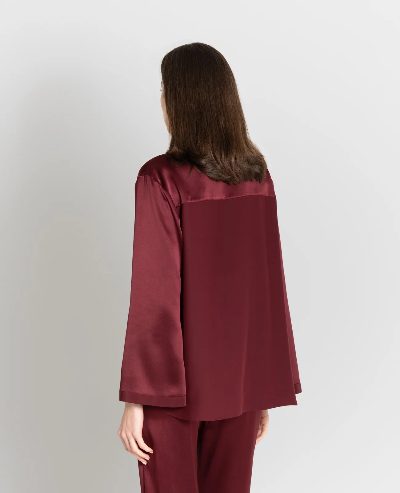 Silk Pyjamas V-Neck Pull Over Blouse