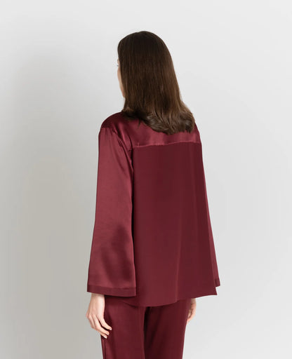 Silk Pyjamas V-Neck Pull Over Blouse