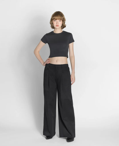 Supima Mid-rise Wide Leg Pants