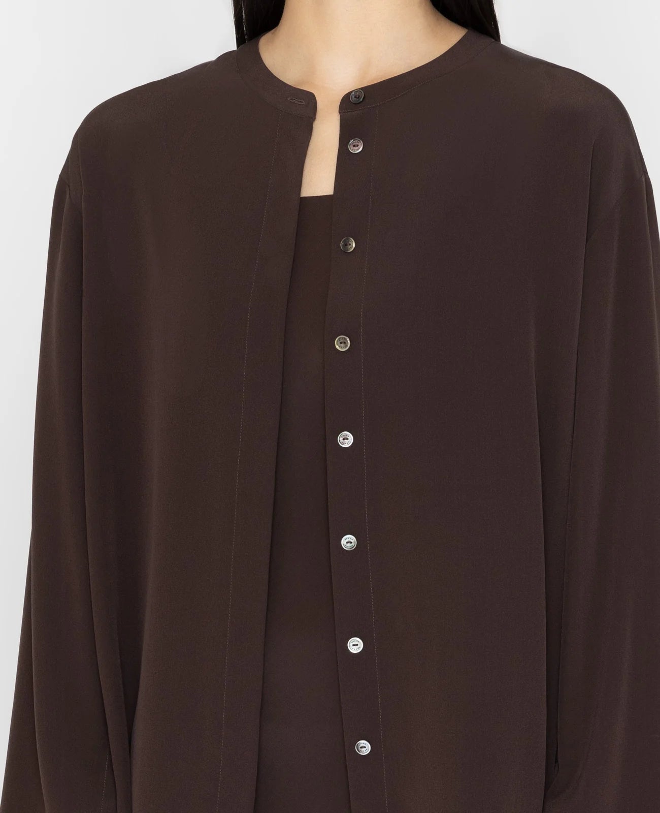 Silk Band Collar Shirt
