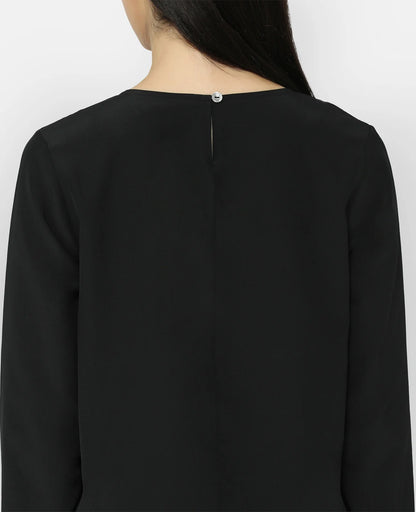 Silk Long Sleeve Crew Neck Blouse