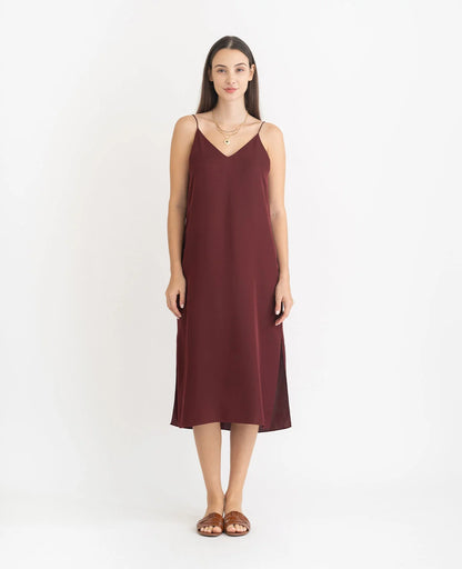 Silk V Neck Slip Dress