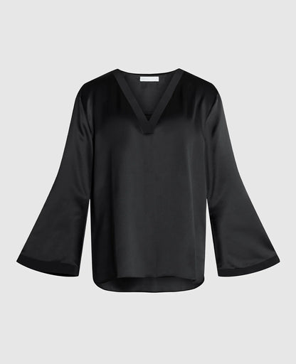 Silk Pyjamas V-Neck Pull Over Blouse