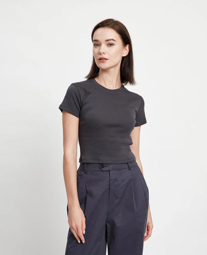 Supima Ribbed Crop Tee