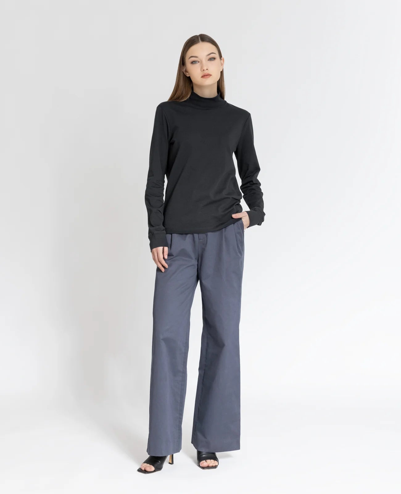 Supima High Neck Long Sleeve Tee