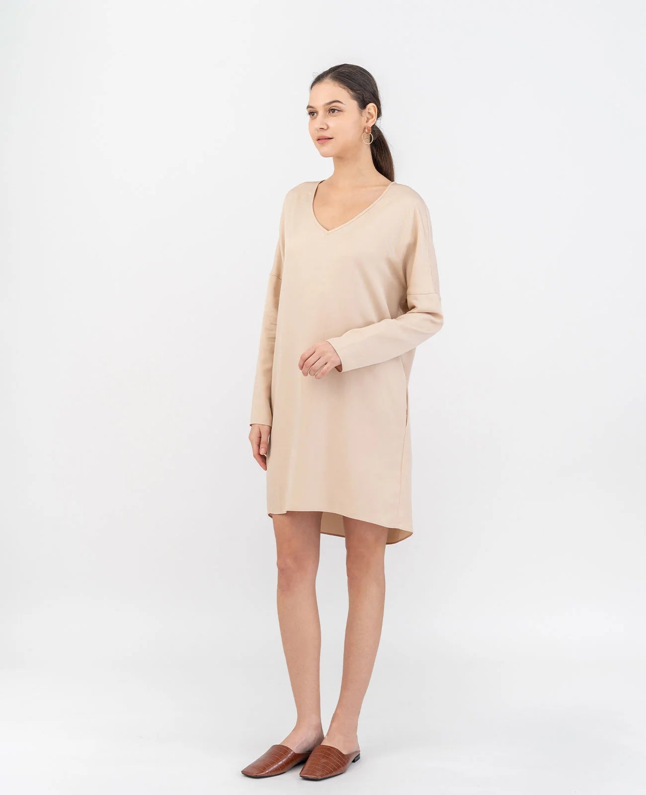 Tencel V-Neck Cocoon Dress