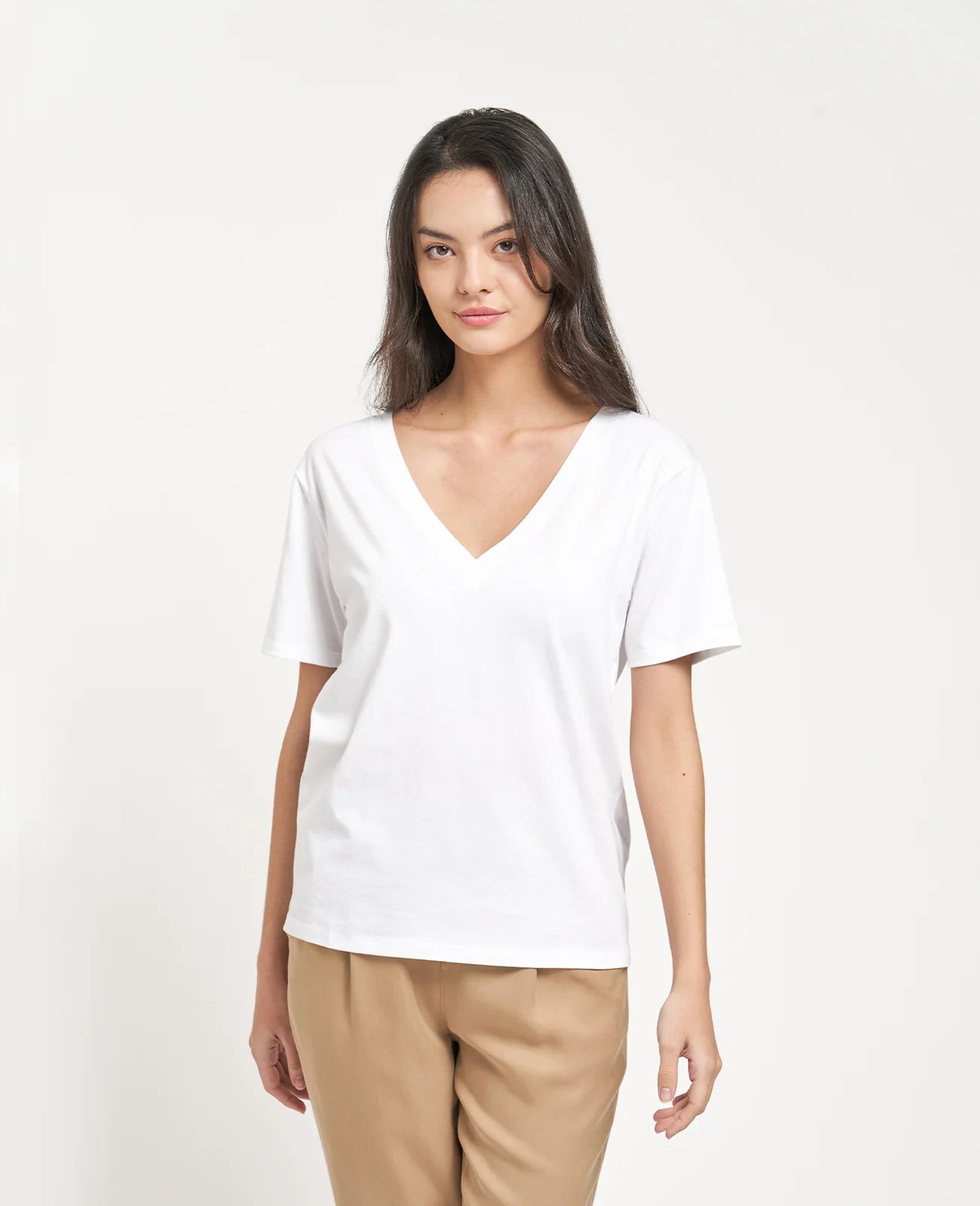 Supima Double V Neck Tee