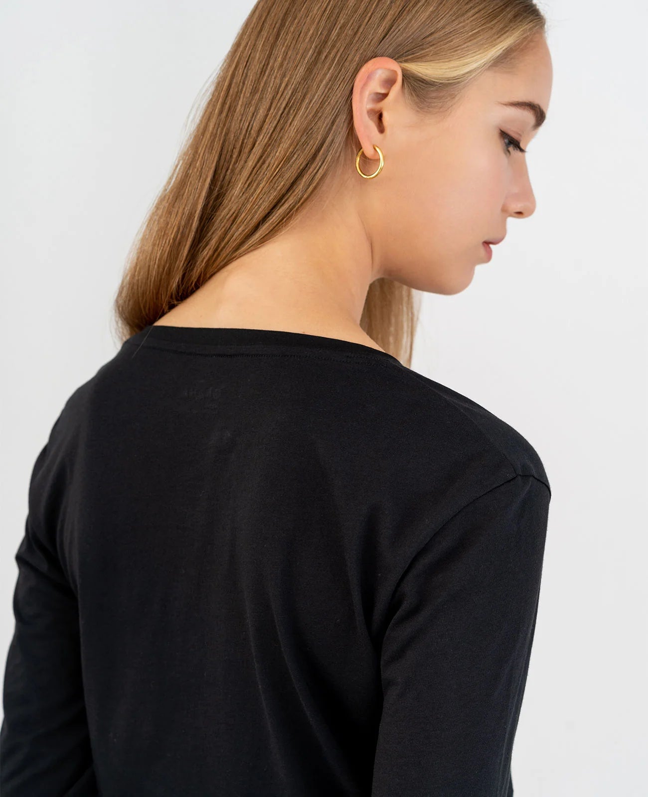 Organic Pima Cotton Long Sleeve V Neck Tee