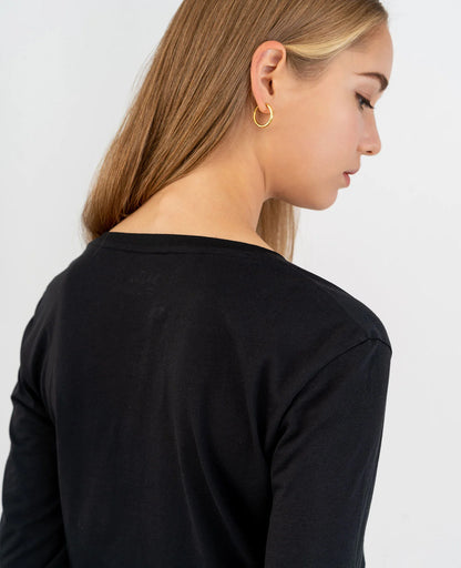 Organic Pima Cotton Long Sleeve V Neck Tee