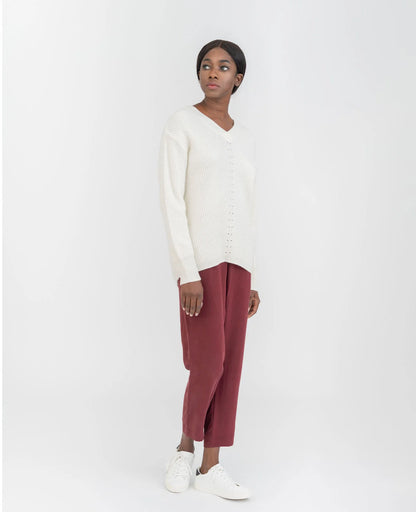 Moving Rib V-Neck Sweater