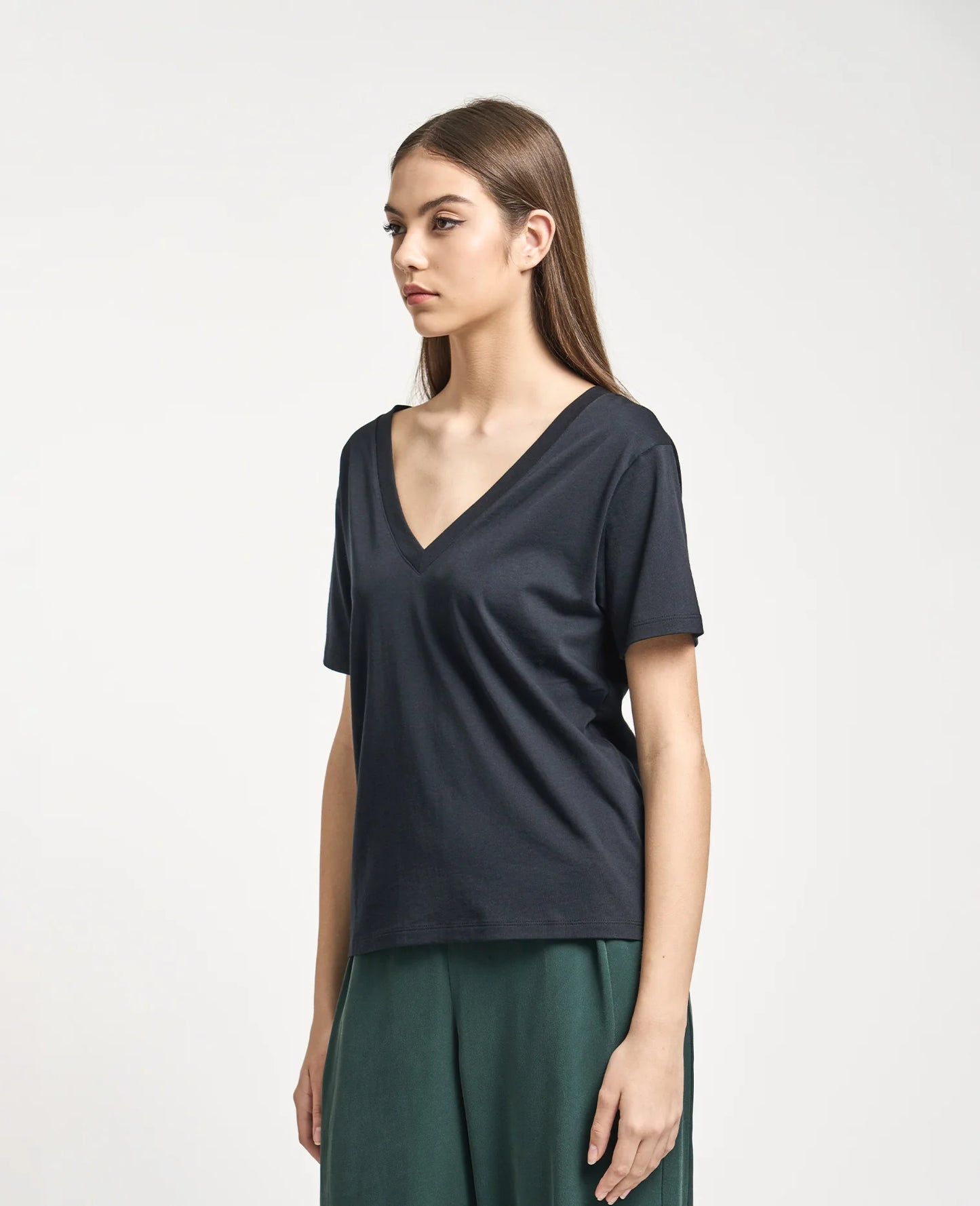 Supima Double V Neck Tee