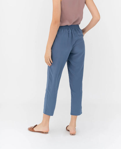 Silk Flat Front Ankle Pants