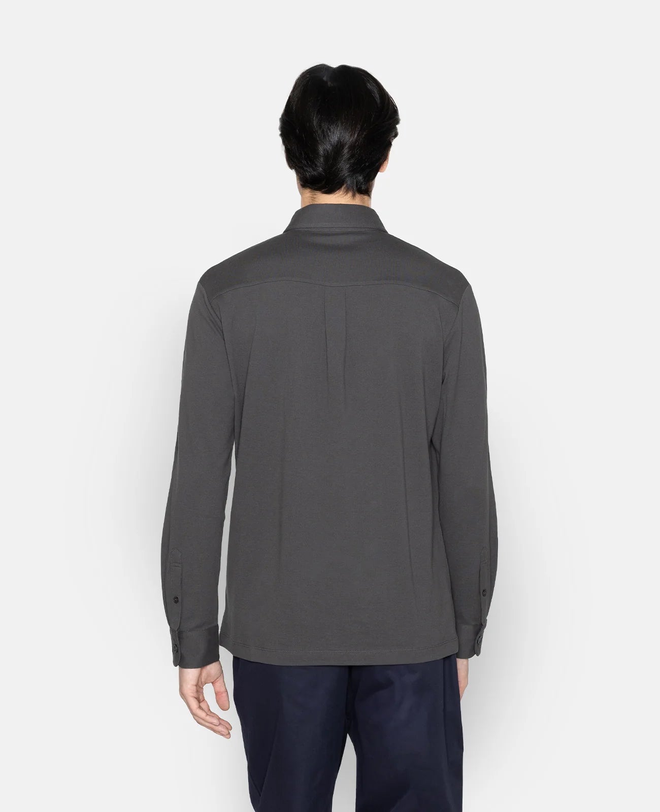Pique Buttoned Collar Long Sleeve Polo
