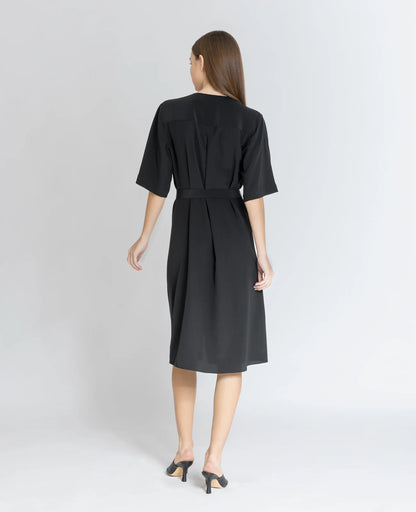 Silk V-neck Shirt Dress